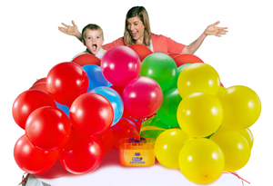 Portable Party Balloon Electric Air Pump Starter Pack, Includes 16ct 11in Self-Sealing Pink Latex Balloons