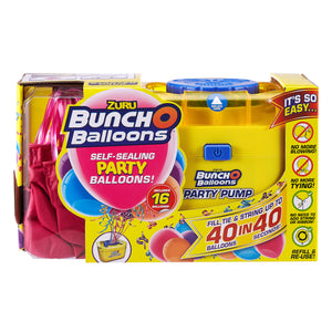Portable Party Balloon Electric Air Pump Starter Pack, Includes 16ct 11in Self-Sealing Pink Latex Balloons